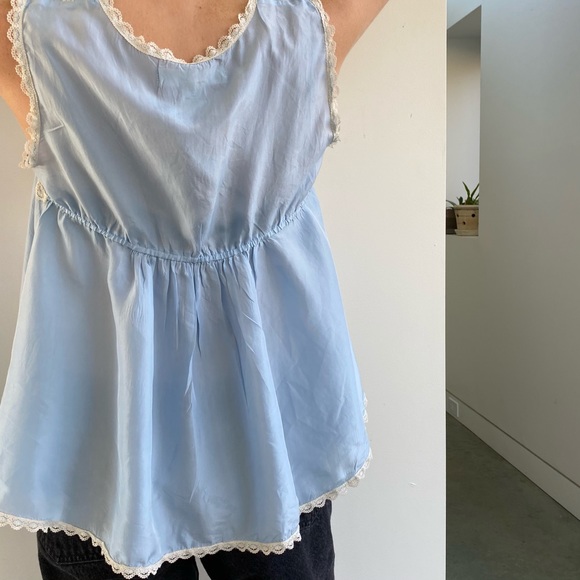 Blue Feather & Bone Silk Blouse - Size S (EUC) - Picture 5 of 5